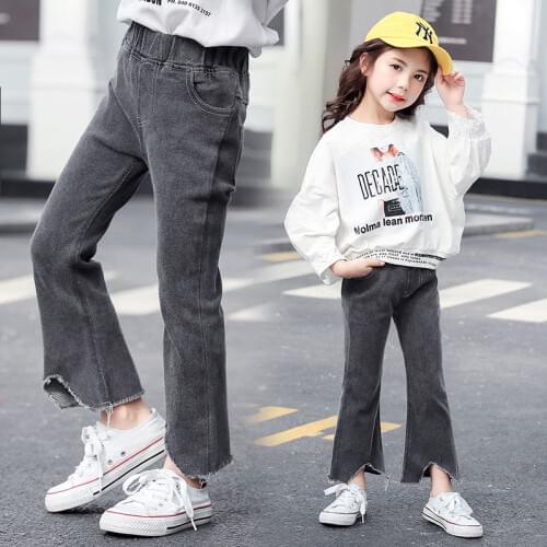 2020 Autumn Winter Fashion Toddler Infant Child Kids Baby Girls Denim Bell-Bottom Pants Children Girls Flare Jeans Trousers W515