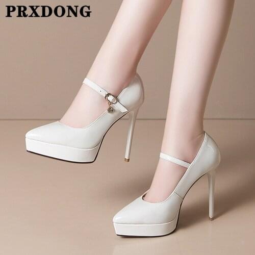 Women Pumps New Sexy Genuine Leather High Thin Heels Pointed Toe White Blue Shoes Woman Spring Summer Dress Party Working Shoes