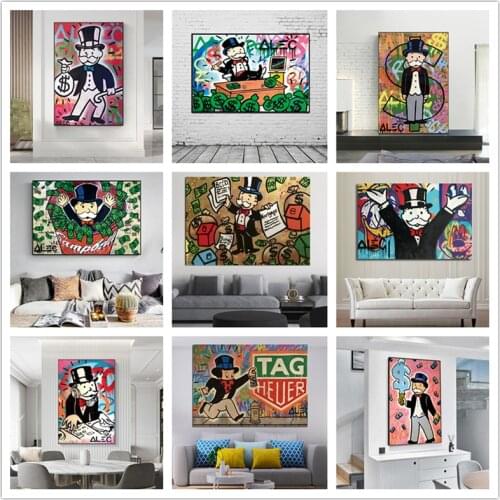 Street Graffiti Art Alec Monopoly Canvas Art Posters and Print Canvas Paintings on The Wall Cuadros for Home Decor Pictures