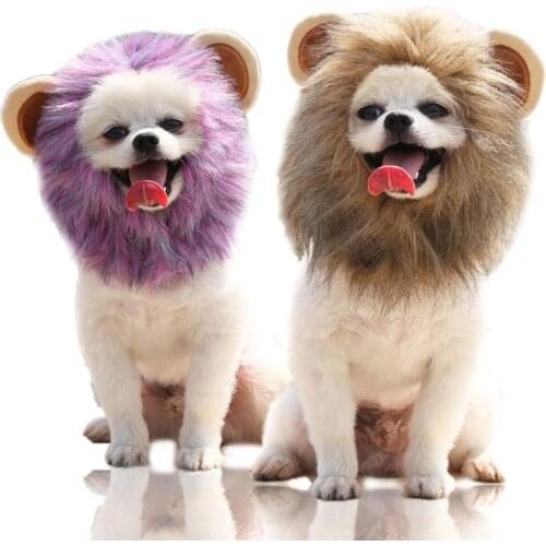 Funny Cool Costume for Pets Furry Pet Hat Costume Lion Mane Wig for Cat Halloween Dress Up with Ear Party Pet Dress Up