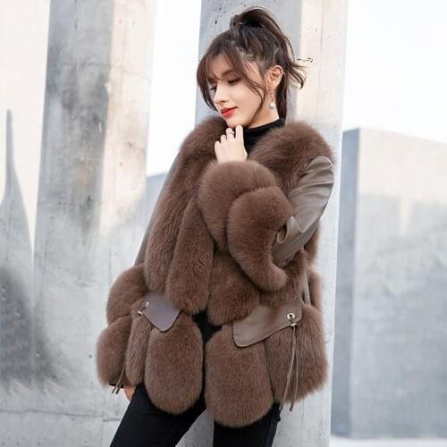 100% Whole Fur Fox Fur Overcoat Female Loose Locomotive Short Jacket Women Warmth Fashion Fur One Parka Coat Ladies Outerwear