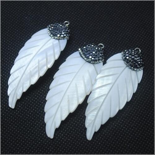 1pc nature shell pendants mother of pearl pendants leaves feather shape white shell beads more choices