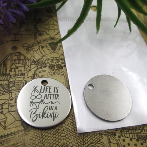 10pcs--"LIFE IS BETTER IN A BIKINI"stainless steel charms 5 styles for choosing DIY Charms for necklace bracelets