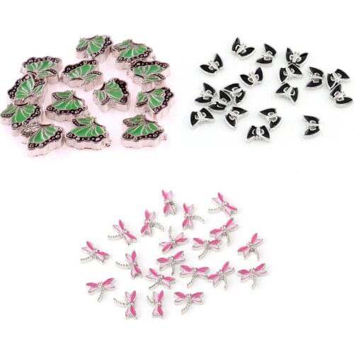 20Pcs/Lot Butterfly Dragonfly Alloy Floating Charms Hand-made DIY for Glass Lockets