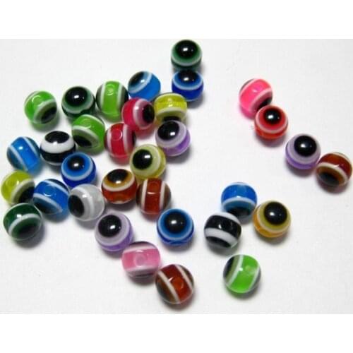 200 Mixed Colour Acrylic Kabbalah Evil Eye Ball Round Beads 6mm