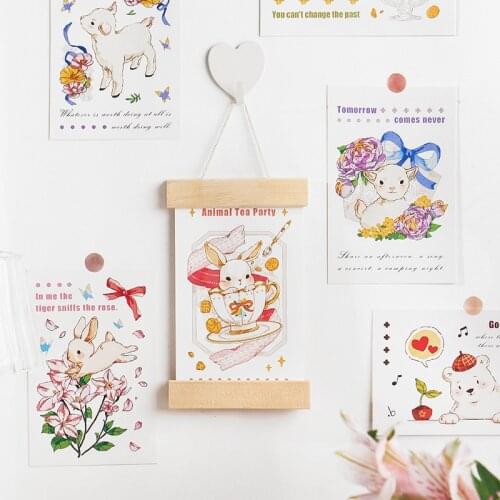 30 Pcs/Set Time Castle Series Postcard Hand Painted Cartoon Animals Greeting Cards Wish Card DIY Journal Decoration