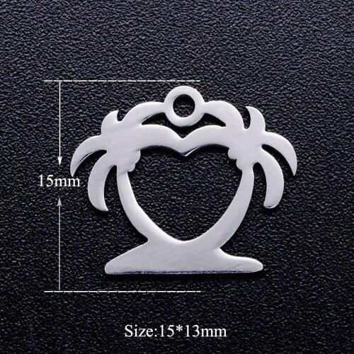 5pcs/lot Coconut Palm Tree Stainless Steel DIY Charms Wholesale Never Rust High Polished Never Tarnish Factory Sale