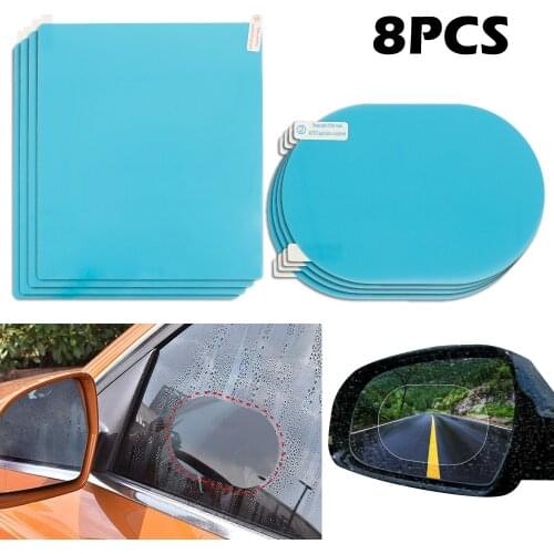 8Pcs/lot Car Rearview Mirror Protective Film Anti Fog Rain Window Clear Rainproof Rear View Mirror Protective Auto Accessories