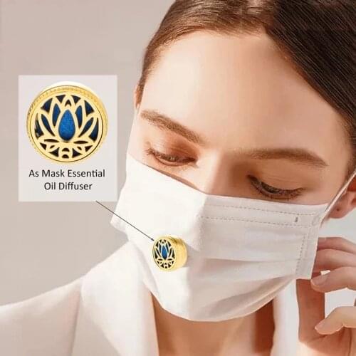 Aromatherapy Necklace Diffuser Pendant Stainless Steel Essential Oil Diffuser Locket Face Clip Magnetic Aroma Buckle Brooch