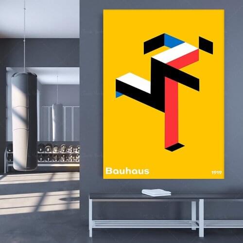 Bauhaus Running Man art museum exhibition poster, Picture painting accessories, Yellow Wall hanging Print, Home decor