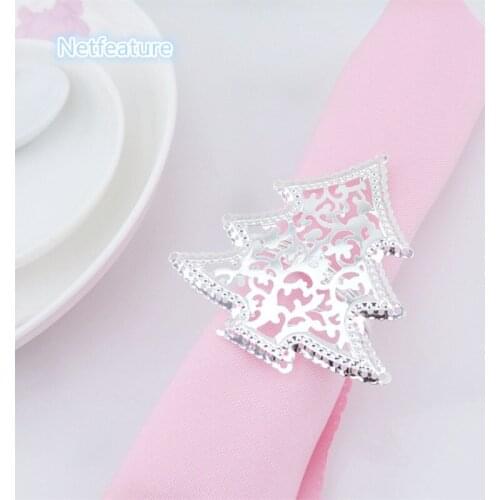 Free Shipping 10pcs/lot Christmas Tree Napkin Ring Napkin Buckles For Wedding Banquet Hotel Supplies Restaurant Table Decoration
