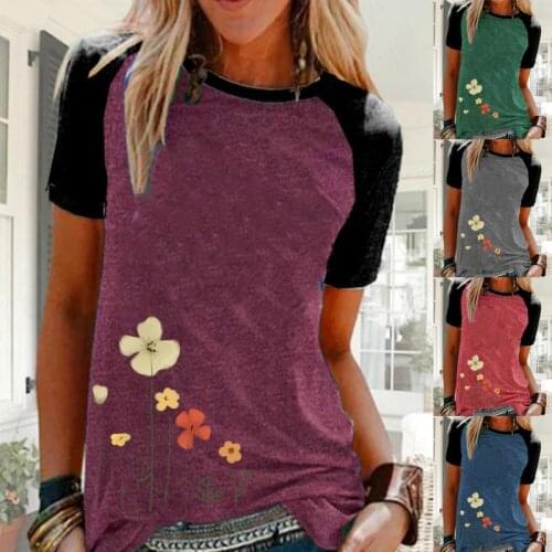 Summer Fashion Women Clothing Wheat Plant Printed Tops & T-Shirts Short Sleeve O-neck Casual Blouse