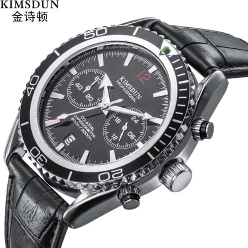 Top Brand Multi-function Sports Men Watches Belt Two Eyes Leather Waterproof Quartz Business Watch Montre Homme Zegarek Meski