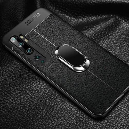 For Xiaomi Mi Note 10 Lite Case Luxury Leather texture With Stand Ring Magnet protect back cover case for xiaomi mi note10 lite