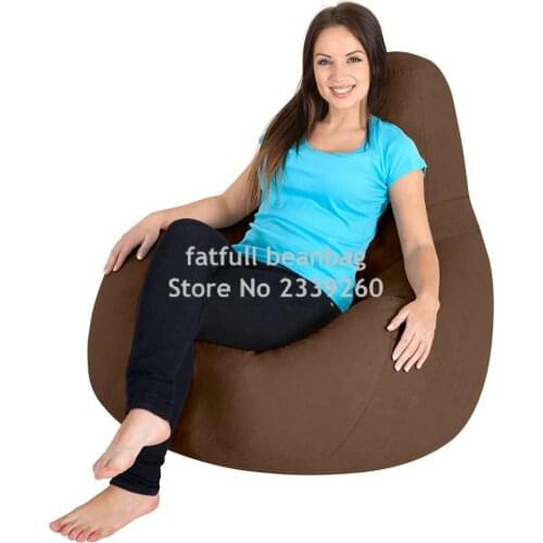 Cover only No Filler - Brown portable sofa seat, outdoor beanbag chair