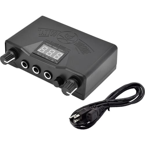 Black Tattoo Power Supply LCD Digital Dual Fuente De Poder Tatuaje Alimentation Tatouage for Clip Pedal Tattoos with Power Plug