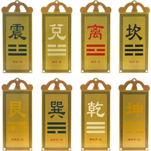 House Corner Fillet Pure Copper Plate Feng Shui Ornaments Pendant Card Bagua Mirorr The Eight Trigrams mirror Home Decor