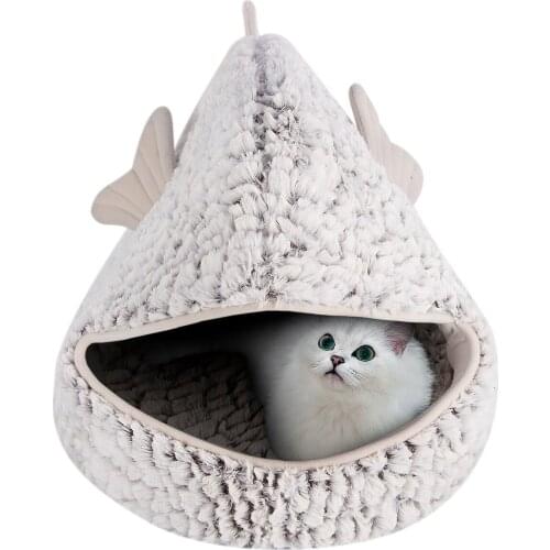 Goldfish-Shaped Pet House Cave Washable Warm Cozy Cat Sleeping Bag With Removable Cushion Suitable For Cats And Other Small Pets