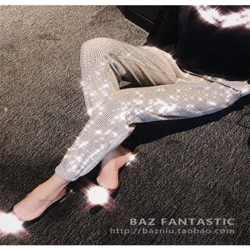 Denim skirt jeans rhinestone casual pants loose wild black pants autumn 2019 new tide