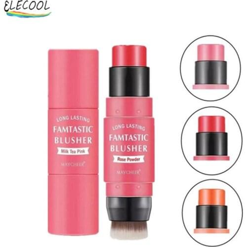 ELECOOL Makeup Blush Cream Rouge Stick Face Peach Cream Makeup Blush Palette Cheek Contour Blusher Cosmetics Brighten Pink Blush