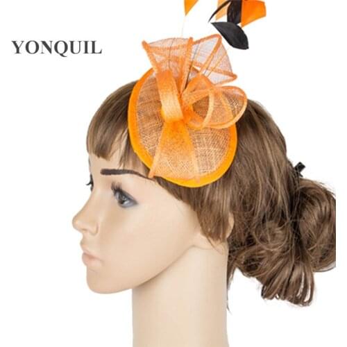 Nice Linen Wedding Women Fascinator Hat Hair Clip With Fancy Feather Headpiece Headband Party Dinner Headwear Hair Accessories