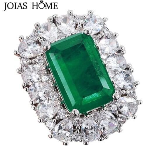 JoiasHome 925 Sterling Silver Woman Rings Retro Style with Geometric Gemstone Wedding Engagement Female Fine Jewelry Wholesale