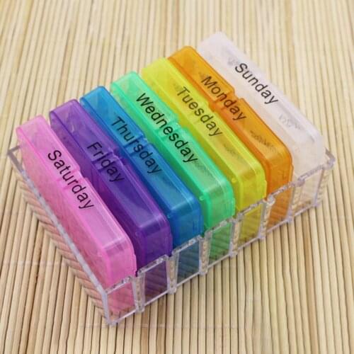 50% Hot Sale Portable Weekly 7 Day Push Button Pill Holder Travel Medicine Box Case Organizer