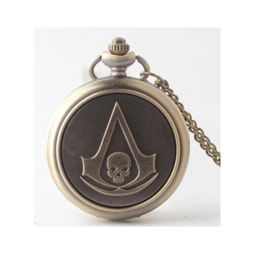Coupon for wholesale buyer price good quality girl woman lady fashion vintage bronze skull pocket watch necklace hour