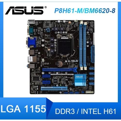 For Asus P8H61-M/BM6620-8/DP_MB Intel H61 LGA 1155 Original Motherboard DDR3 RAM USB 2.0 Core i3 i5 i7 16GB Used Desktop Mothe