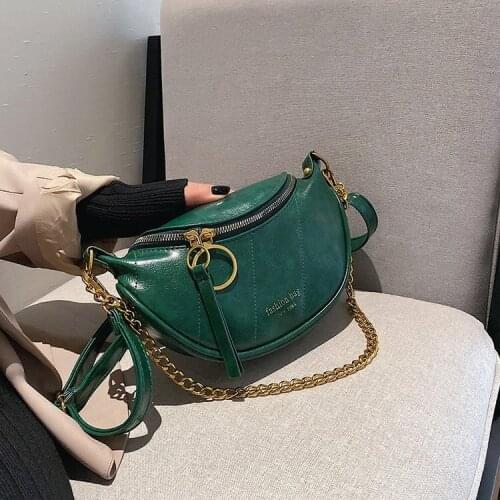 Women Fashion Chain Waist Bags Retro Style Female Handbag Travel Phone Bag PU Leather Purse Ladies Chest Bag Leisure Fanny Pack