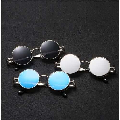 Vintage Retro Polarized Steampunk Sunglasses Fashion Metal Round Mirrored Eyewear Men Circle Sun Glasses UV400