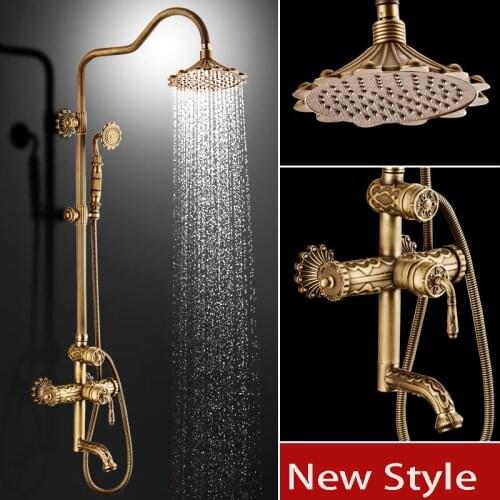 New Style shower set bathtub tap set shower Bathroom Waterfall Rain Head Brass taps Exposed Shower Faucet Sets