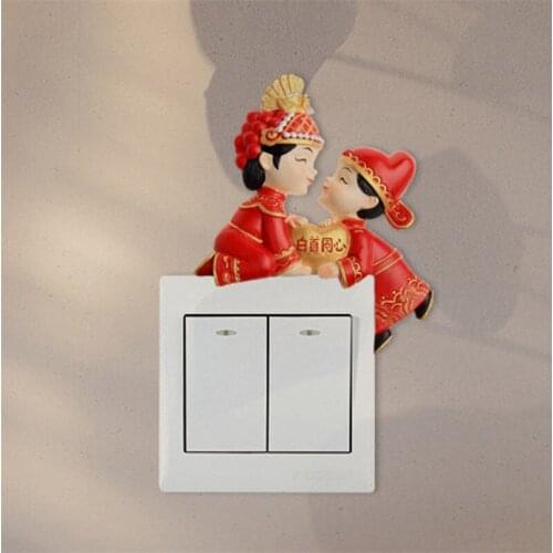 Switch Stickers 3d Stereo Socket Decoration Cartoon Wall Stickers Creative Resin Wedding Holiday Household Supplies Switch Cover