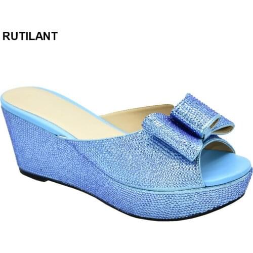 New Arrival Italian In Women High Quality African Wedding Shoes Women Luxury 2020 Rhinestone Wedding Party Shoes Summer Slippers