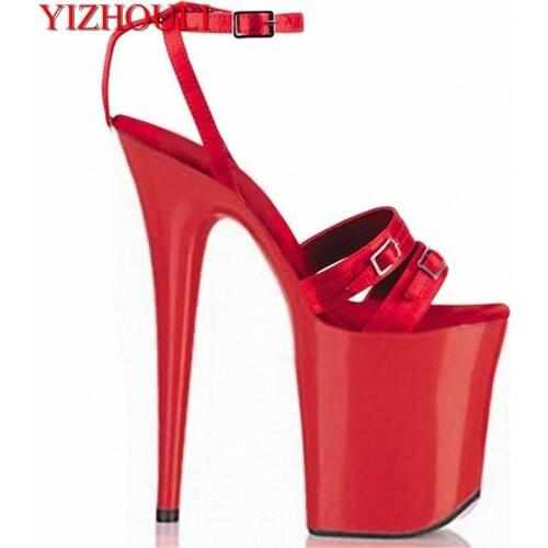 20cm Sexy posed steel pipe shoes, shoe stage shows red high-heeled shoes, the bride wedding Dance Shoes