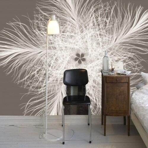 Custom Mural Wallpaper 3D Non-woven Modern Minimalist White Feathers Dandelion Living Room Bedroom Decor Wall Murals Wallpaper