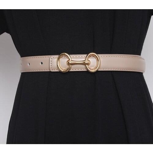 Elegant Ladies Cowhide Belts Cinch 2.3CM Wide Slim Waist Belt Solid Genuine Leather Soft Dress Shirt Belt Strap Decoration 2021