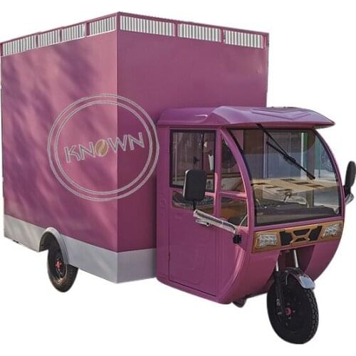 Pink Color Street Fast Food Tricycle Mobile Electric BBQ Snack Vending Truck Cart