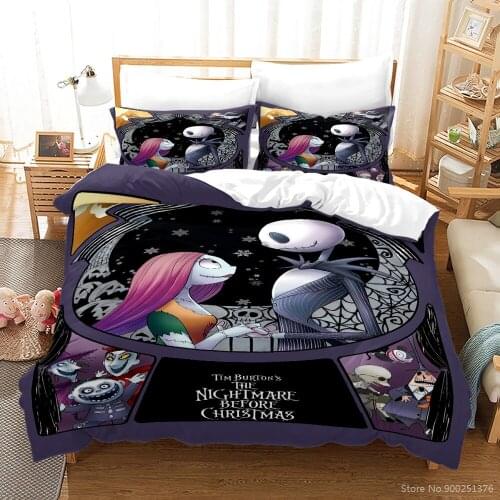 The Nightmare Before Christmas Duvet Cover Set Twin Full Queen King Size Bedding Set Comforter Cover & Pillowcase Set Bedclothes