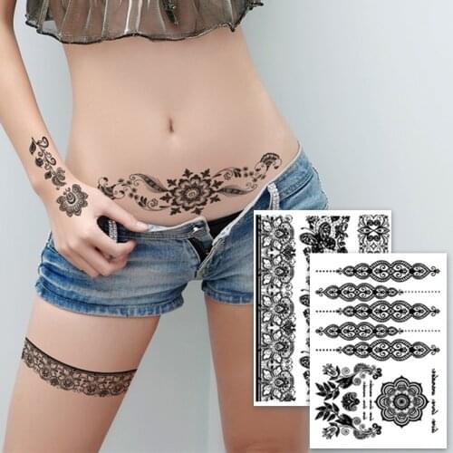 Sexy Lace Black Henna Temporary Tattoo Sticker Party Choker Women Hand Jewelry Tatoo Paste Waterproof Body Art Tattoo Stickers