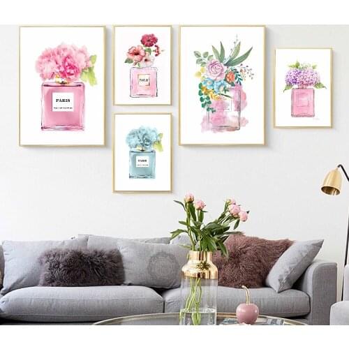 Modern Wall Art Home Decor Perfume Bottle Canvas Painting Coco Wall Pictures for Living Room Fashion Posters Canvas Painting