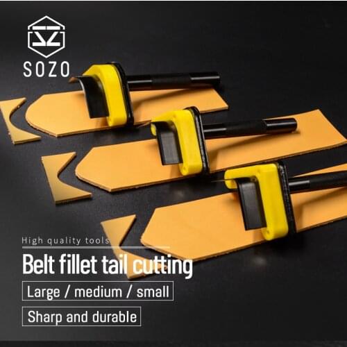 SOZO Leather Craft Work Tool Belt Fillet Tail Cutting Metal Handle Fine Steel Blade Punch