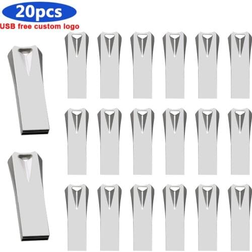 20pcs/lot USB 2.0 waterproof Metal Flash Drive pen drive 4GB 8GB 16GB 32GB 64GB 128GB memoria usb stick mini gift Flash drive