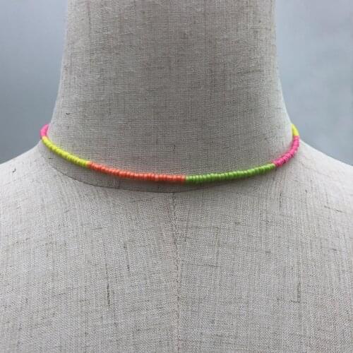 New Arrival Fluorescence Color Necklace AAA Quality Glass Beads Choker Summer Street Necklace Daily Wearing Jewelry for Women