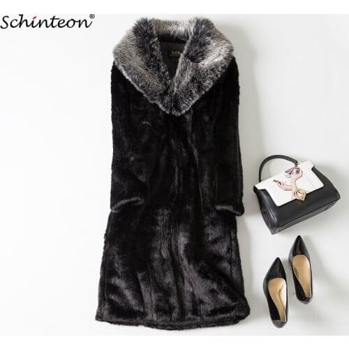 Winter Fur Coat Long Outwear Faux/imitation Rabbit Fur with Faux Fox Fur Collar Warm Clothing Plus Size S-6XL