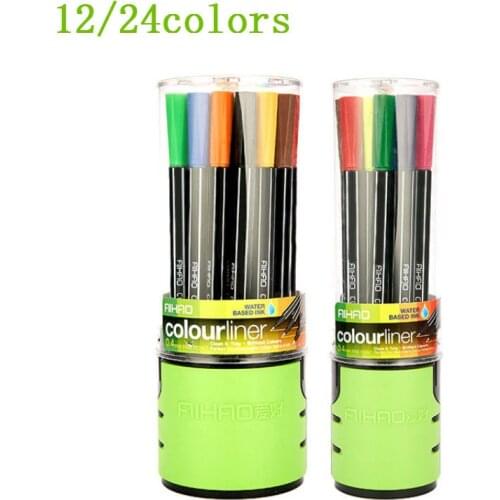 0.4 Mm 24 Colors Fineliner Pens Marco Super Fine Draw Marker Pen Water Based Assorted Ink No-tox Material High quality ink