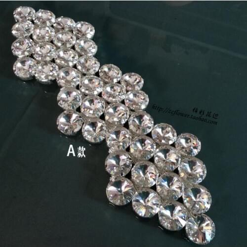 1 Piece 21*6.7cm Bling Bling Stunning Silver Sewing Rhinestone Applique For Wedding Dress Bridal Decoration