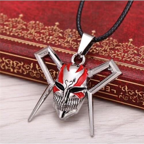 2020 New Cartoon Bleach Necklace Mask Pendant Alloy silver charm necklaces Rope Chain Mens Jewelry