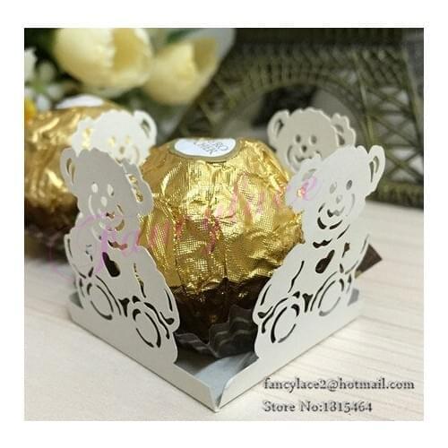 60pcs Lovely Bear Chocolate Mini Cupcake Wrappers Laser Hollow Out Packing Cupcake Liners for Party Decorations Supplies