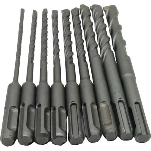 9pcs/set 160mm Round Shank Electric Hammer SDS Drill Bit Set for Concrete Wall Brick Block Masonry Hole Saw Drilling Bits